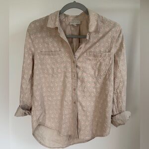 Lucky Brand Light Tan Blouse with Soft Pink Details